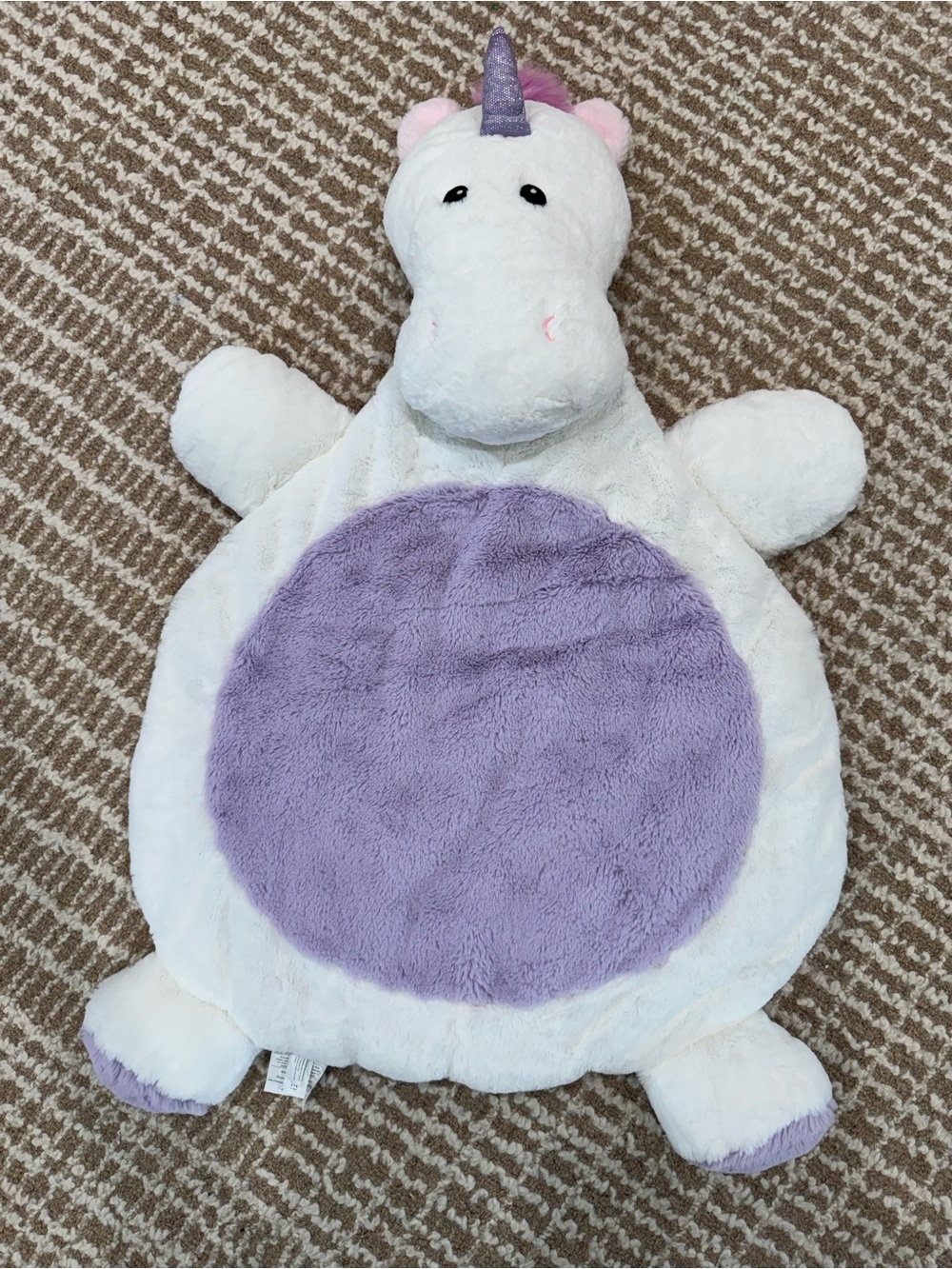 Plush White and Purple Unicorn Kids Bedding Mat